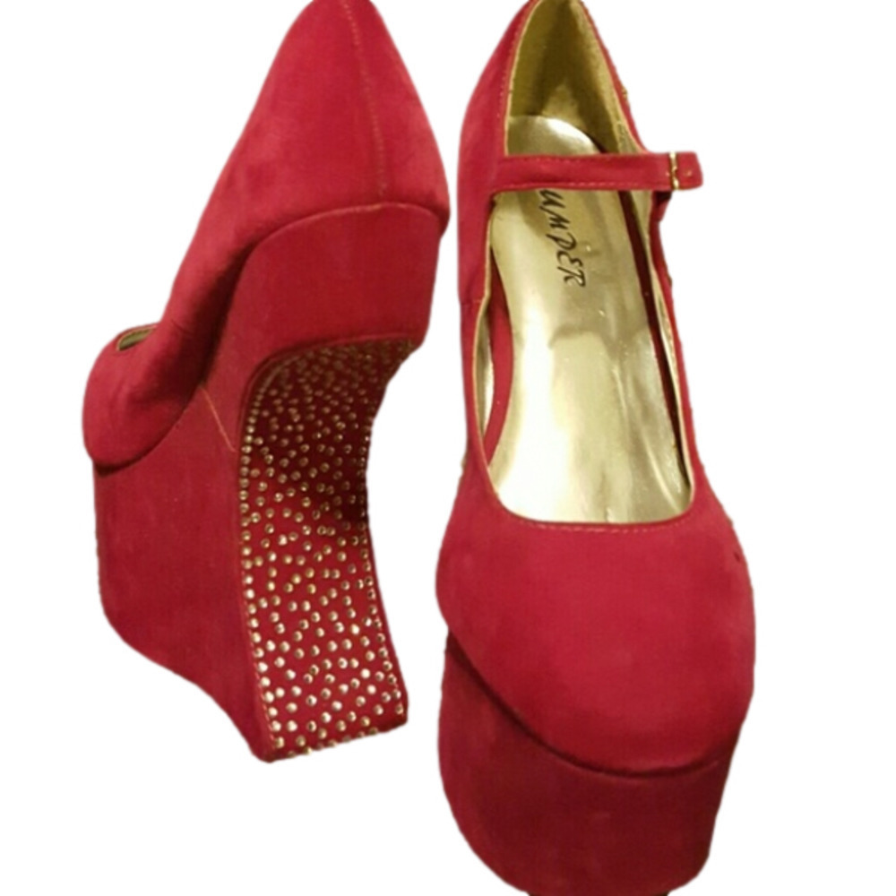 PINK Curvy Wedge Heels in brand new condition with rhinestone.